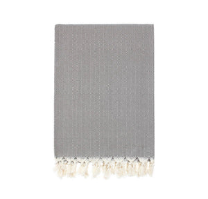 Queen size Turkish Cotton throw blanket in Dark Gray.  Hand loomed, super soft and comfy!