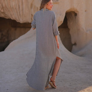 Grey striped gauze dress