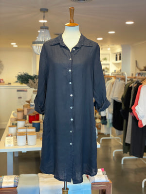 Navy Linen Dress