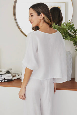 V-Neck Linen Top