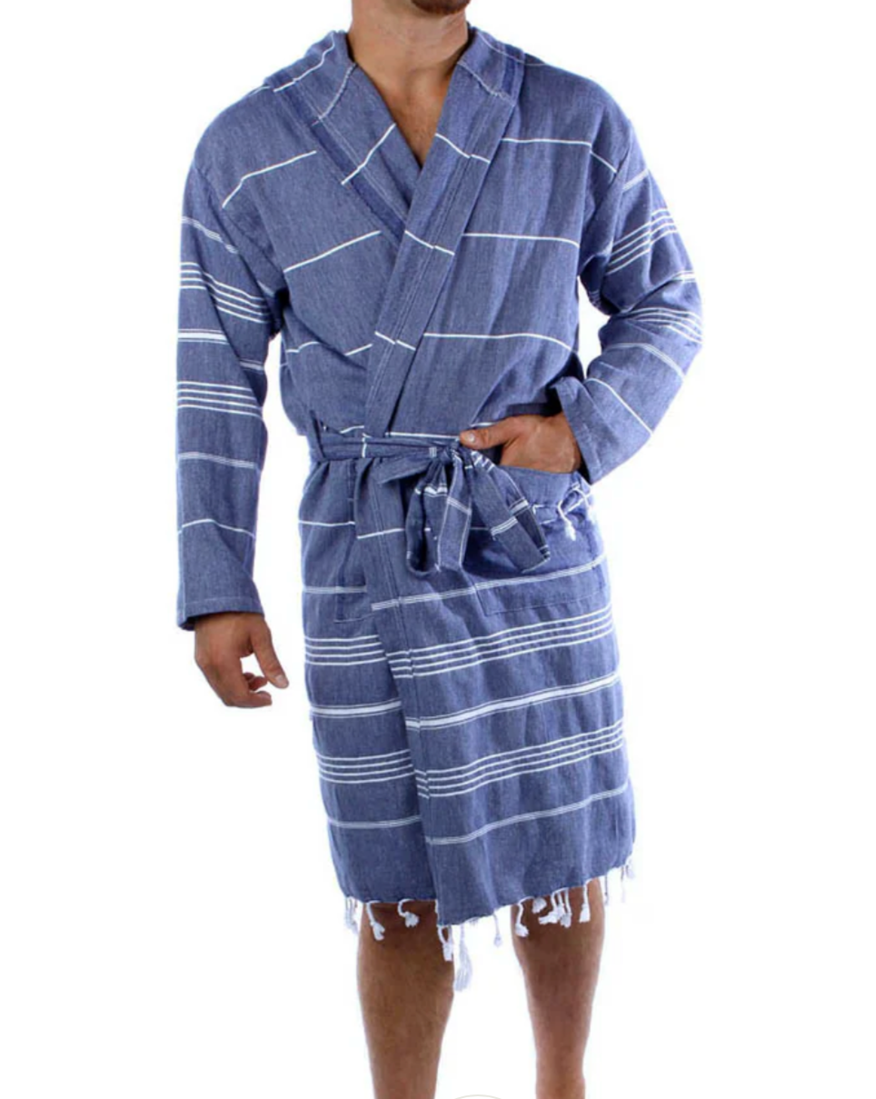 Navy Tassel Bathrobe