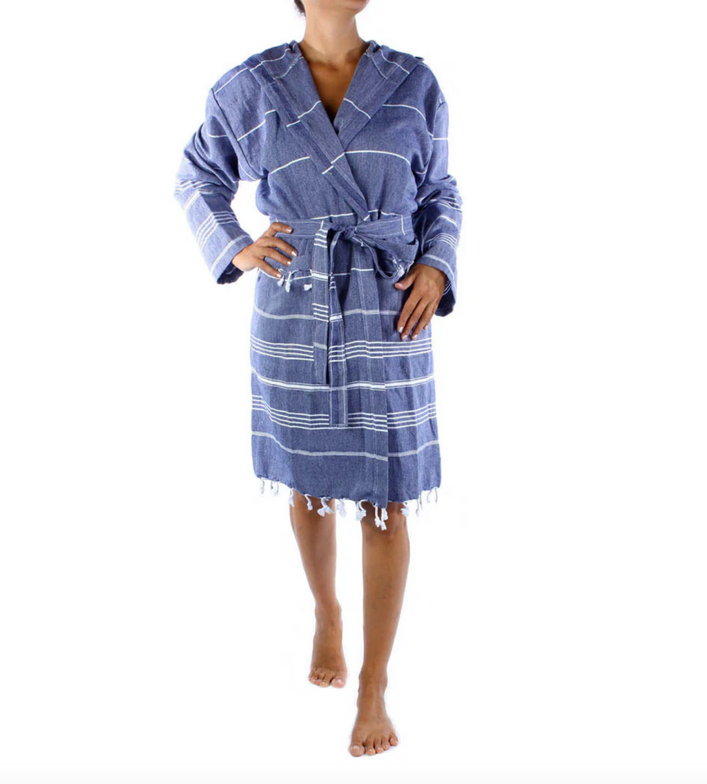 Navy Tassel Bathrobe