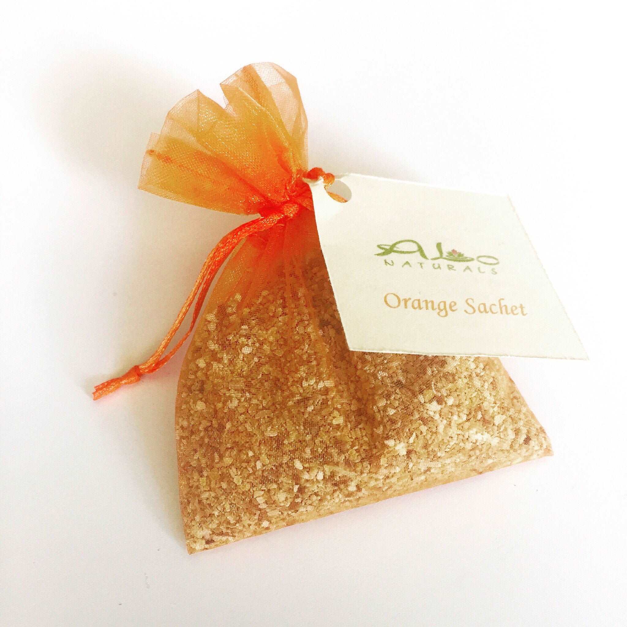 These fresh Orange sachets are handmade by us with all natural botanicals.  Place in a drawer, closet, car, suitcase, purse, or anywhere you desire a fresh, pure, and natural scent!