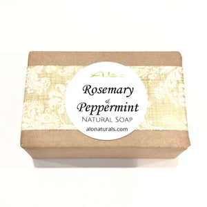 Plant based, hand made, natural soap bar.  Rosemary and peppermint aid in hydrating the skin which helps to control oil production and keep acne at bay.  Helps sooth irritated and itchy skin.  Aromatherapy benefits include, improving mental function and reducing stress.