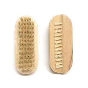 Our oval nail brush has a full side of straight bristles with a row of slanted bristles on the other side - convenient for cleaning under nails.