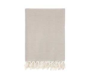 Beautifully hand loomed Turkish cotton throw blanket in beige.  King size.