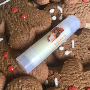 Our delicious all natural Gingerbread lip balm contains vitamins A, B, D, E, and protein. It increases collagen production, has anti-aging properties, and aids in healing cold sores. 