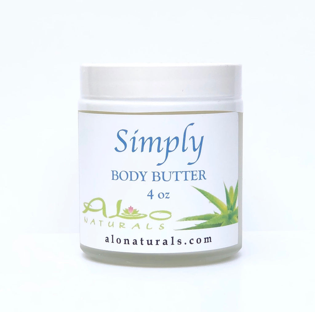 This natural body butter has been kept simple and unscented.  It is formulated to heal and hydrate.  Helps promote collagen production and aids in treating eczema and psoriasis.  Great for sensitive skin.  It moisturizes, nourishes, and regenerates skin to promote a healthy and radiant glow.  4 ounce jar.