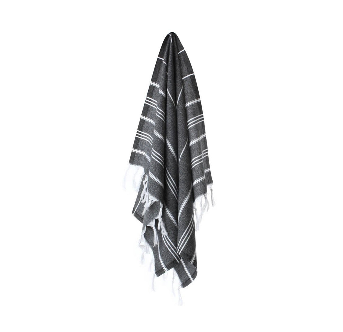 Hand-loomed Turkish Cotton Towel - Black Dots –