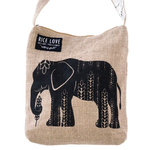 Elephant crossbody bag.  Buy a bag, feed a family in need a kilo of rice.