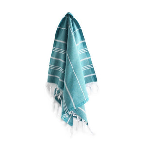 Turkish cotton hand towel in Aquamarine.  Known for its softness, absorbency, quick dry, and antimicrobial properties.