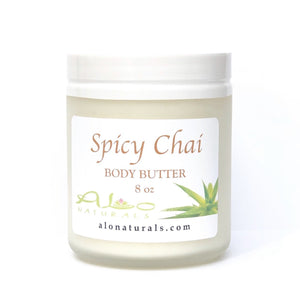 All natural body butter in Spicy Chai scent.  Super moisturizing and hydrating.  For full body and skin.  8oz jar.