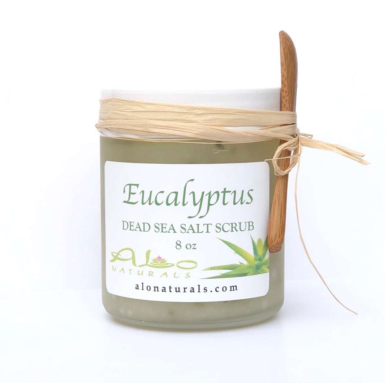 Eucalyptus is a well liked herbal scent known for creating a relaxing mood, opening up sinuses and offering antibacterial properties.  Dead Sea salt has been used for centuries to promote health and wellness, treat minor skin disorders, detoxify the body, aid in anti-aging, and improve blood circulation which promotes healing and renewal.  This salt has a lower sodium content than regular sea salt which balances minerals that feed and nourish the skin and body.  8 ounce jar.  Comes with bamboo spoon.