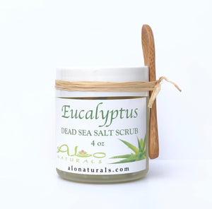 Eucalyptus is a well liked herbal scent known for creating a relaxing mood, opening up sinuses and offering antibacterial properties.  Dead Sea salt has been used for centuries to promote health and wellness, treat minor skin disorders, detoxify the body, aid in anti-aging, and improve blood circulation which promotes healing and renewal.  This salt has a lower sodium content than regular sea salt which balances minerals that feed and nourish the skin and body.  4 ounce jar.  Comes with bamboo spoon.