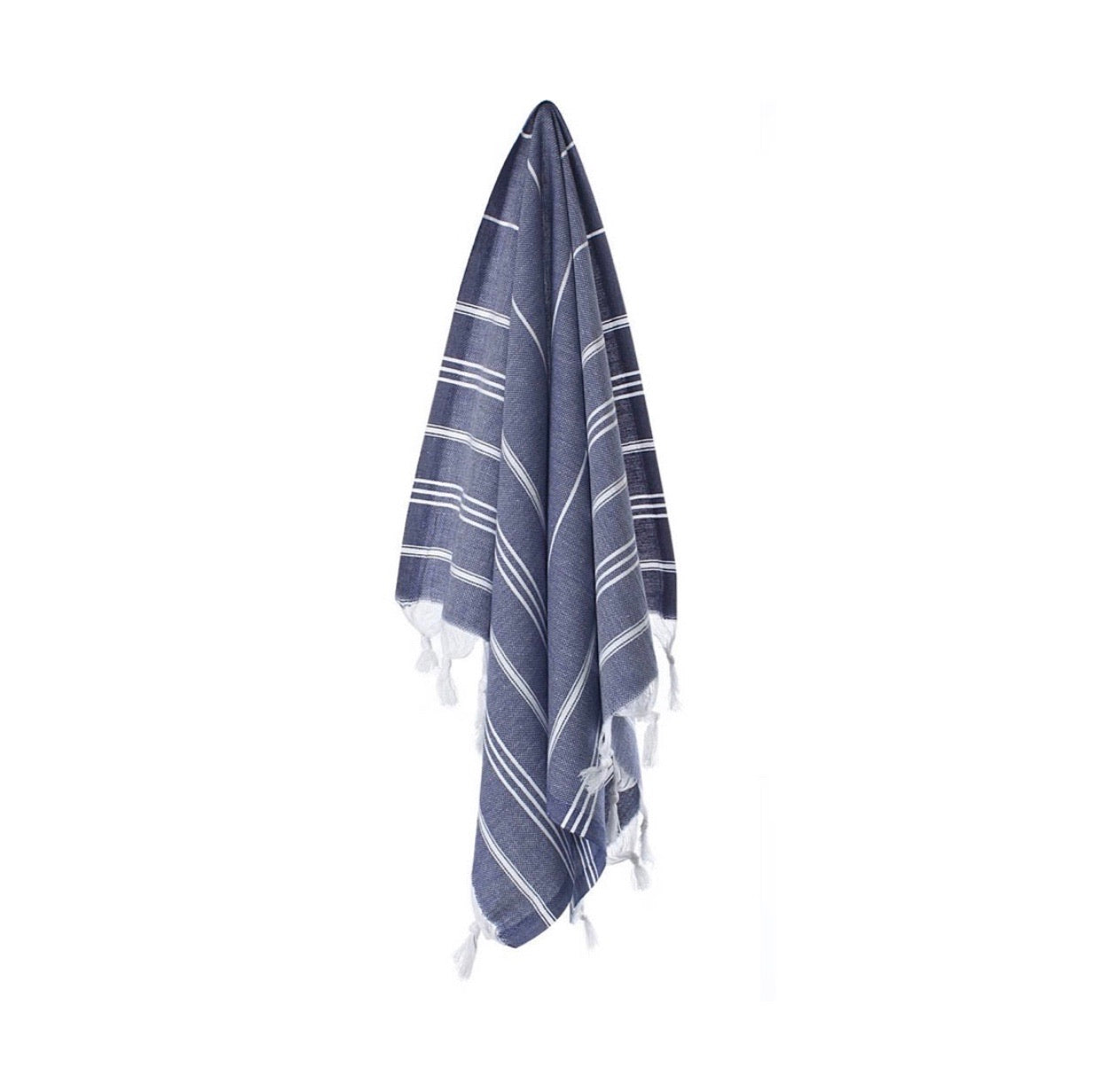 Turkish cotton hand towel in Navy. Known for its softness, absorbency, quick dry, and antimicrobial properties.