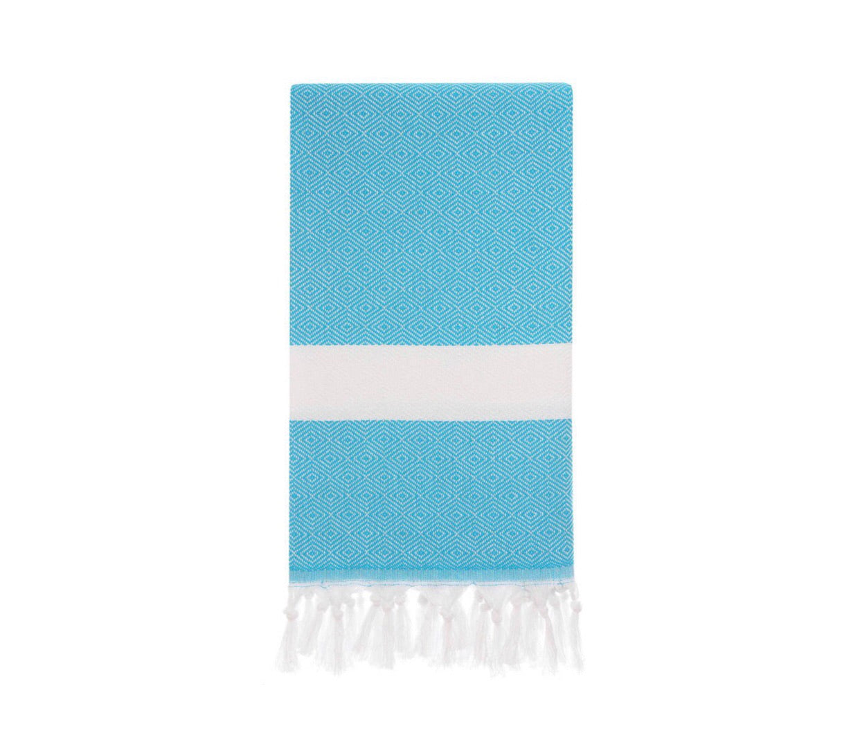 Diamond pattern Turkish towel for beach or bath in turquoise
