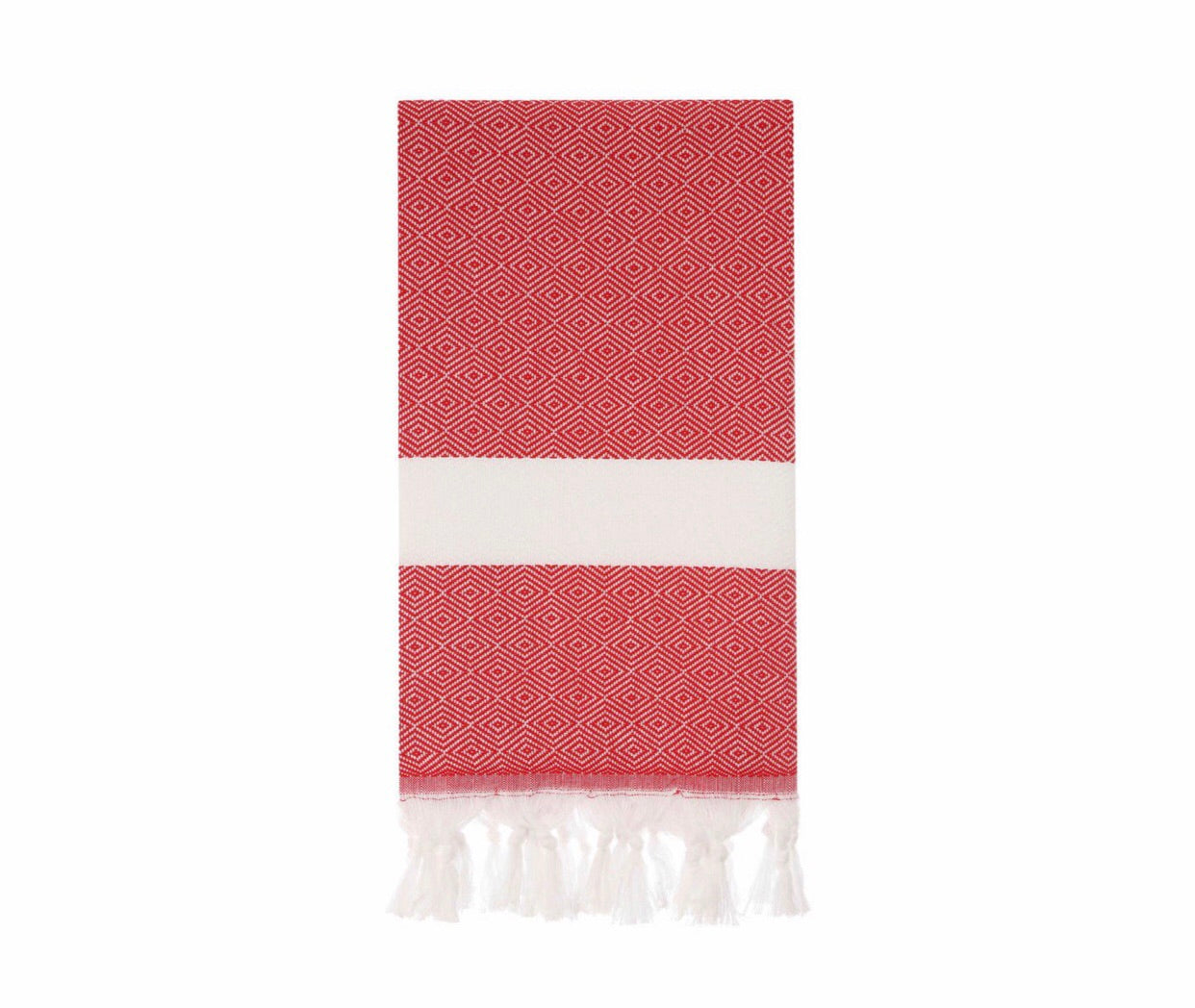 Diamond pattern Turkish towel for beach or bath in red