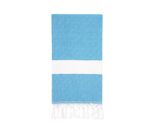 Diamond pattern Turkish towel for beach or bath in sea blue