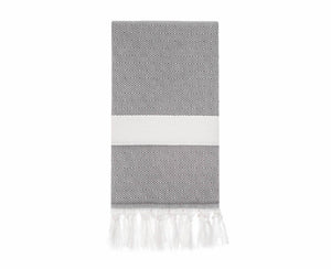 Diamond pattern Turkish towel for beach or bath in gray