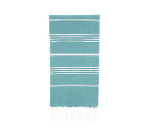 Turkish towel for beach or bath. Stripes, Aquamarine.
